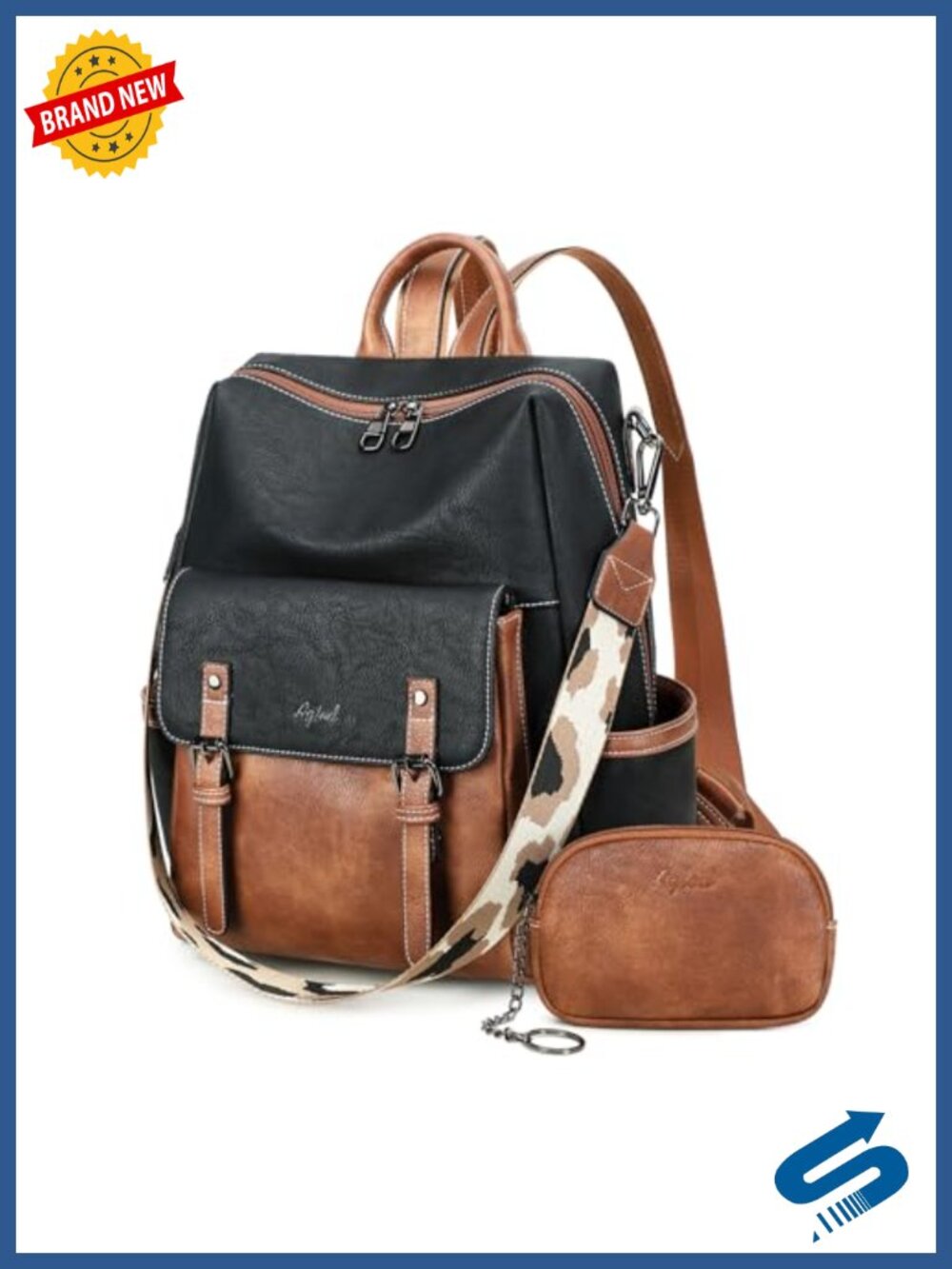PU Leather Fashion Backpack Purse Large Capacity Laptop Bag
